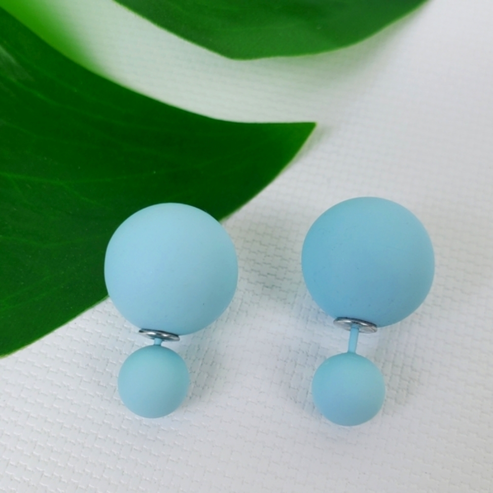Double Sided Rubber Ball Stud Earrings 2 in
